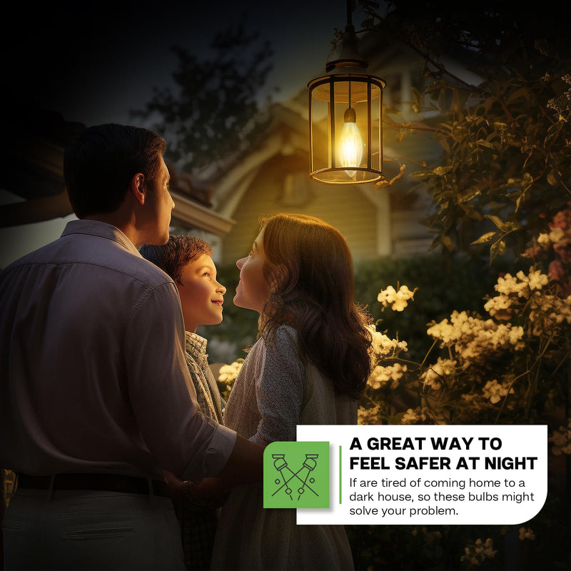 Dusk to Dawn Outdoor LED Light Bulb, 5W Equivalent 40W, Candelabra B11 Light Bulb, 2700K Soft White, Edison LED Bulbs E12 Base, Lighting Sensor, Auto On/Off for Porch Patio Garage, 10 Pack