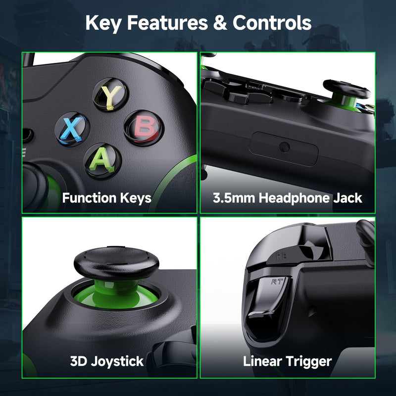 YAEYE Wired Controller for Xbox Series X|S, USB Gamepad with Dual Vibration, 3.5mm Audio Jack, Game Controller for Xbox One/One X|S Compatible with Windows 10/11 PC - Black