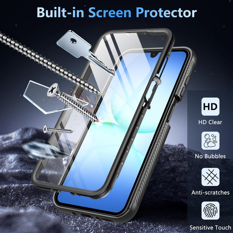 Hensinple for Samsung Galaxy A17/ A16 5G Phone Case, Built-in Screen Protector, Compatible with MagSafe, Military Grade Drop Protection Shockproof Translucent Matte Cover for Galaxy A17/A16/A26, Black | Compatible with MagSafe, Military Grade Drop Prot...