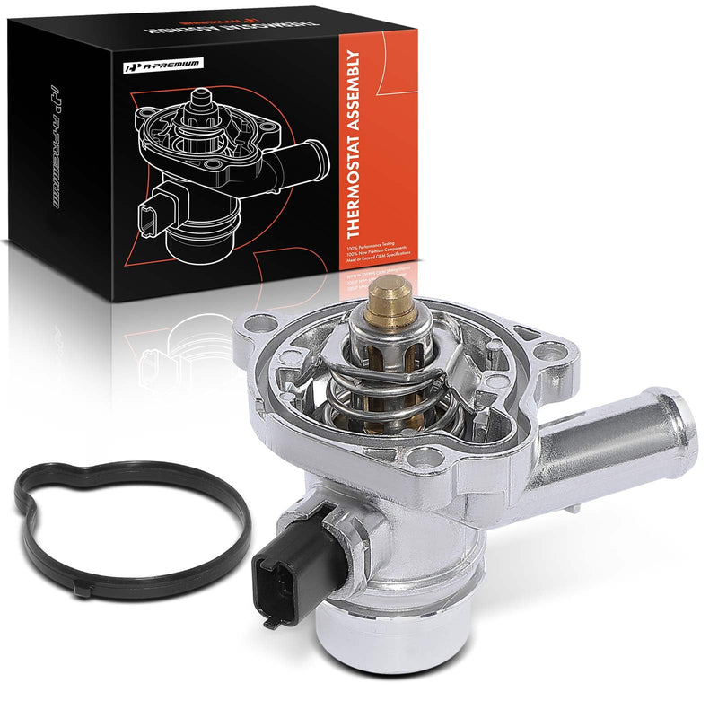 A-Premium Upgraded Aluminum Engine Coolant Thermostat Housing Assembly with Sensor & O-ring Compatible with Chevy Cruze 11-16, Sonic 12-20, Trax 13-21 & Buick Encore 13-21, 1.4L, Replace# 55565336