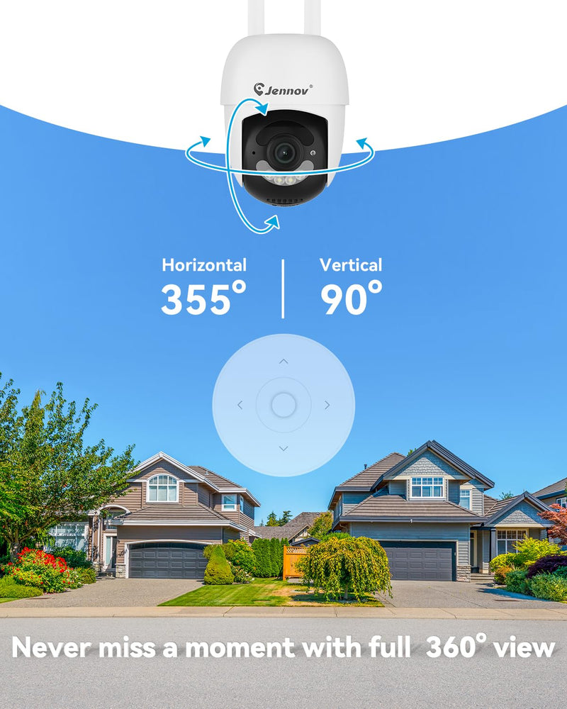 Jennov 5MP Wireless Security Camera System – Add-On Outdoor/Indoor Camera (Outlet-Powered)，Night Vision, Motion Detection, IP66 Weatherproof, No Subscription Required，Only Work with P48 System P48 Add On Camera