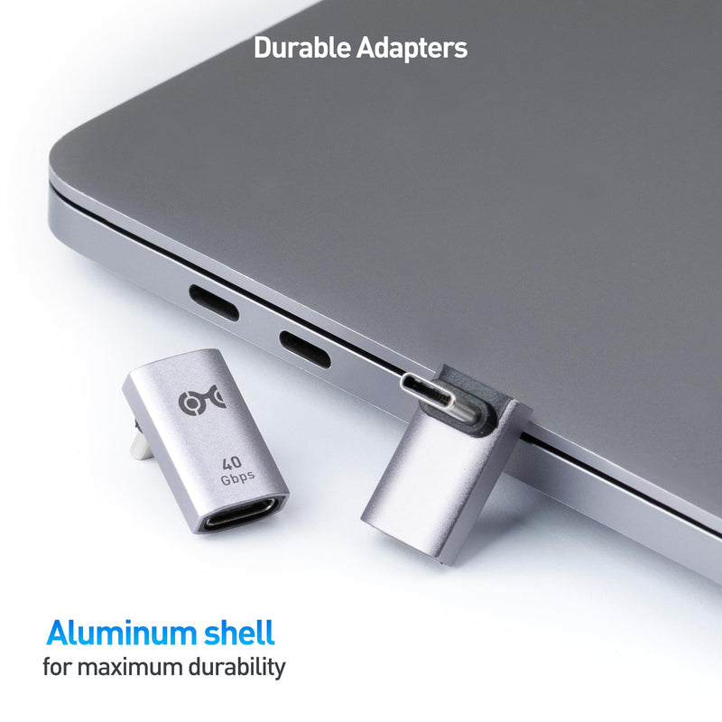 Cable Matters 2-Pack 40Gbps Right Angle USB C Adapter with 240W PD (90 Degree USB C Adapter) in Black - Thunderbolt 4, Thunderbolt 3, USB 4 Port Compatible with iPhone 15, iPad Pro, Steam Deck
