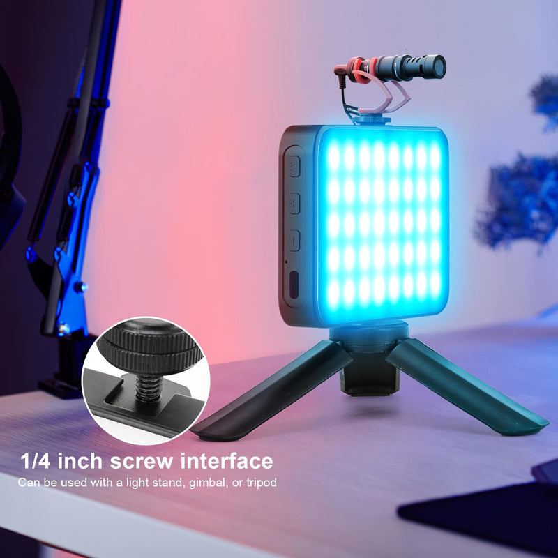 LUXCEO RGB Video Light, Portable LED Camera Light Panel, Dimmable 3000K-6000K CRI95+ Color LED Light with 3000mAh Rechargeable Battery, Pocket LED Photography Lights for Vlogging, Video Conference