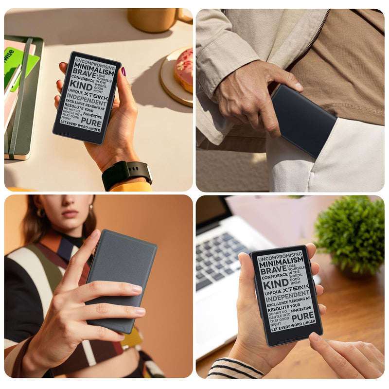 Magnetic Folio Case for Xteink X4 eReader 4.3", Slim Lightweight Premium PU Leather Cover with Magnetic Closure (Rock Black) Rock Black
