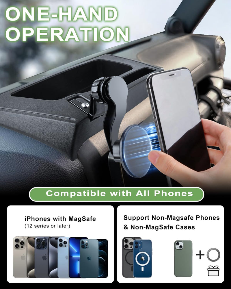 Magnetic Phone Mount for Jeep 2011-2017 Wrangler JK JKU - Dashboard Phone Holder with Magsafe for Jeep Wrangler Accessories (Not for JL JLU JT) Fit 2011-2017 JK JKU Magnetic
