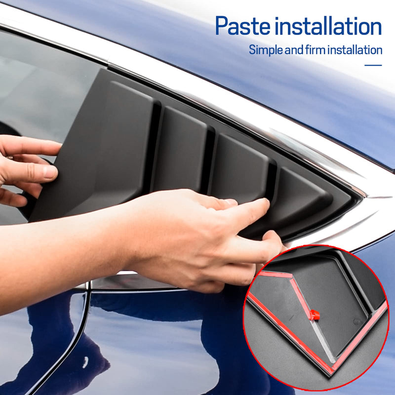 KUNGKIC for Tesla Model 3 2017-2024 Rear Side Window Louvers Air Vent Scoop Louvers Window Scoop Louvers Covers ABS Sun Rain Shade Vent Sport Style 2PCS Cool Exterior Decoration (Matte Black) Matte Black