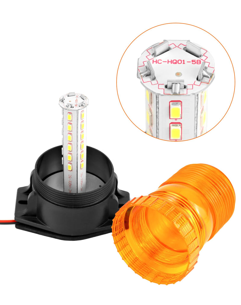 QWORK Amber Led Strobe Lights, Warning Emergency Flashing Beacon Lights for Trucks, Cars, Bus, Tractor, Mower, ATV, Golf Carts, UTV, 2 Pack