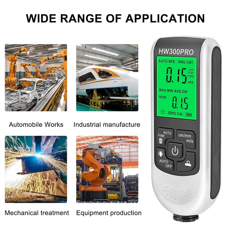 EMVANV Paint Thickness Gauge, Digital Meter Probe Paint Thickness Gauge Zero Calibration Digital Display Car Coating LCD(White) White