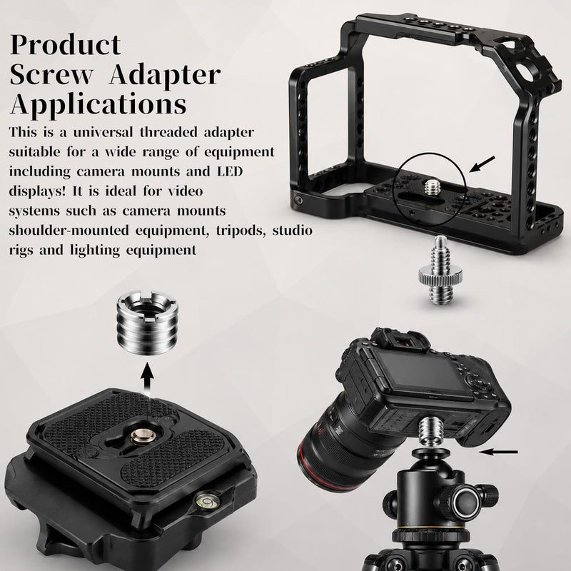 3 PCS 1/4 Inch to 3/8 Inch Tripod Adapter & 3PCS 3/8 to 1/4 Mount Screws Adapter, Threaded Screws Adapters Double Head Stud Standard Mounting Thread Converter for Camera Tripod Monopod Light Stand