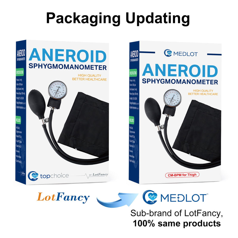 LotFancy XXL Blood Pressure Cuff Manual Adult, Professional Thigh BP Cuff 16"-26", Extra Large Adult Size Sphygmomanometer with Carrying Case and Zero Calibration for Home Use, Nursing Student, Doctor Black XL/XXL Cuff (16”-26”)