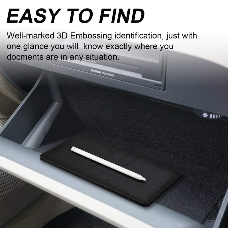 Cacturism Car Registration and Insurance Holder with Magnetic Shut, Vehicle Glove Box Car Organizer, Men Women Interior Car Accessories for Cards, Essential Document, Driver License, Black