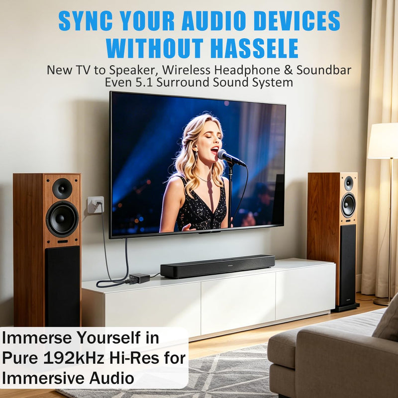 HDMI ARC Audio Converter, ARC to Toslink Optical & 3.5mm AUX Adapter | Connect ARC‑Enabled TV to Soundbar, Amplifier, Speaker and Headphone, TV Remote VOL +/- Non‑Functional During Use Black Optical, AUX, Coaxial
