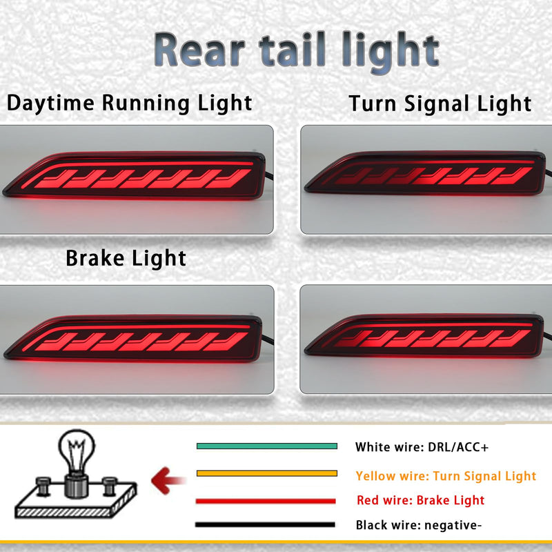 LED Rear Bumper Reflectors Fog Brake Tail Light Lamps Compatible with Honda CRV CR-V 2007-2009, Replace Stock Reflector Trim OEM 33505SWA A01 33555SWA A01 (Red) Red