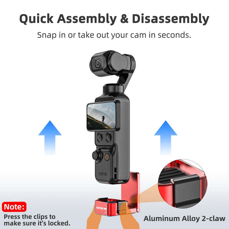 Metal Magnetic Mount Stand for DJI Osmo Pocket 3/4/Xtra Muse (Black) | Quick Release, Base 1/4'' Screw Hole, Aluminum Alloy, 180° Adjustable Handle, for Tripods Accessories Black