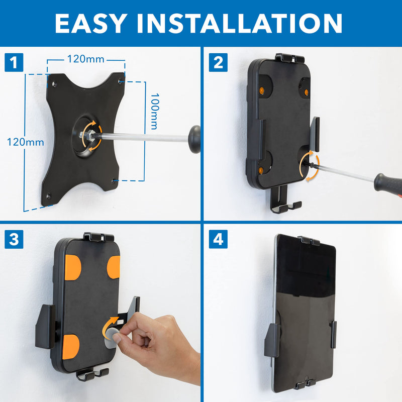 Mount-It! Anti-Theft Tablet Wall Mount | Universal Fit Tablet Kiosk Compatible with 7.9" to 11" Ipad and Samsung Tablets | Wall Mounted Secure Kiosk, Black