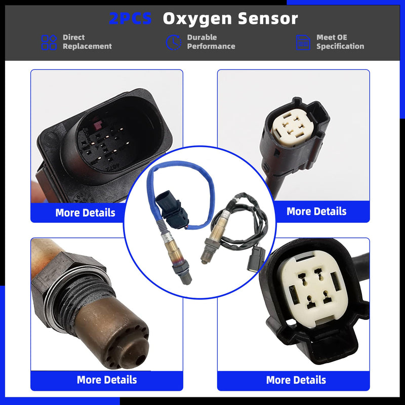 Generic 2PCS 234-5113 234-4575 Oxygen O2 Sensor Compatible with 2012-2014 Ford Focus Fusion 2015 Lincoln MKC Upstream & Downstream Oxygen Sensor Set