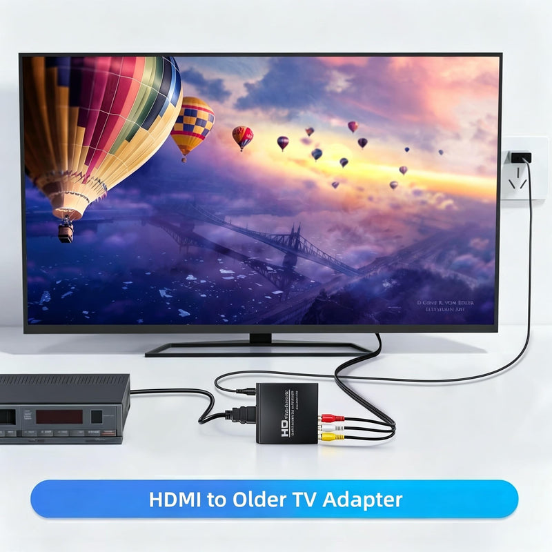 HDMI to RCA and HDMI Adapter Converter, 3RCA CVBS AV Composite Video Audio Adapter/Splitter, Support 1080P, PAL, NTSC, for HD TV, Older TV,Camera, Monitor, etc HDMI-01