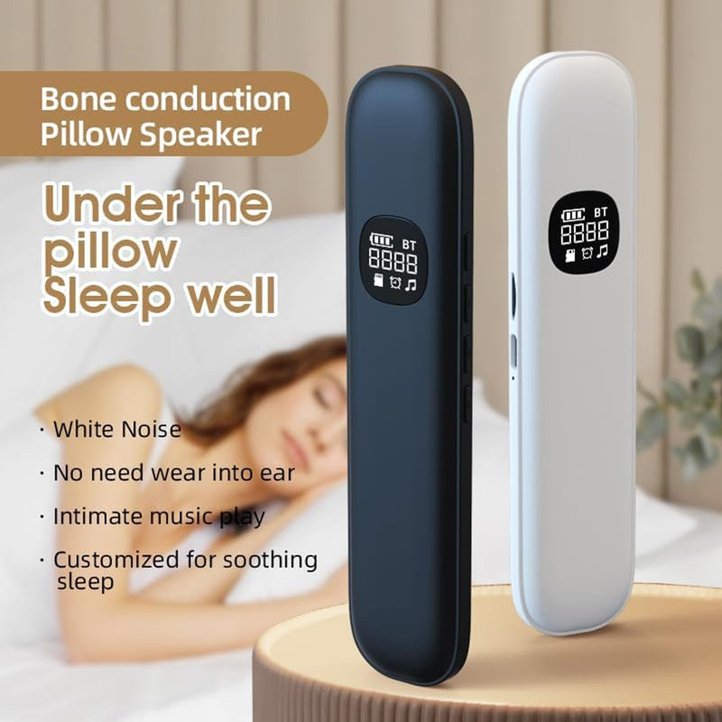 Pillow Speaker for Deep Sleep - Wireless Bluetooth Bone Conduction, Built-in White Noise & Adjustable Timer | TF Card Supported, Ideal for Side Sleepers & Insomniacs, (Black) Black