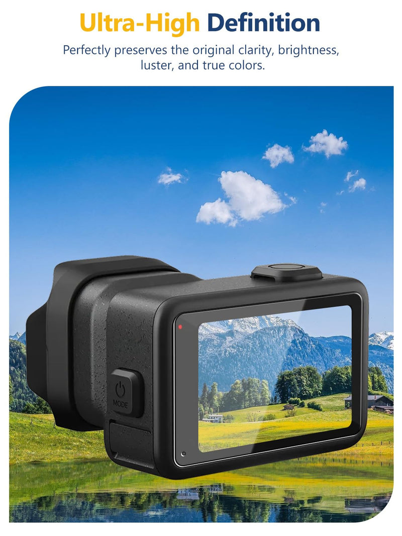 for GoPro MISSION 1 PRO/MISSION 1 Tempered Glass Screen Protector, 3-Piece Set: Front Screen + Lens + Rear Screen, 9H Hardness Anti-Scratch, Bubble-Free HD Clarity