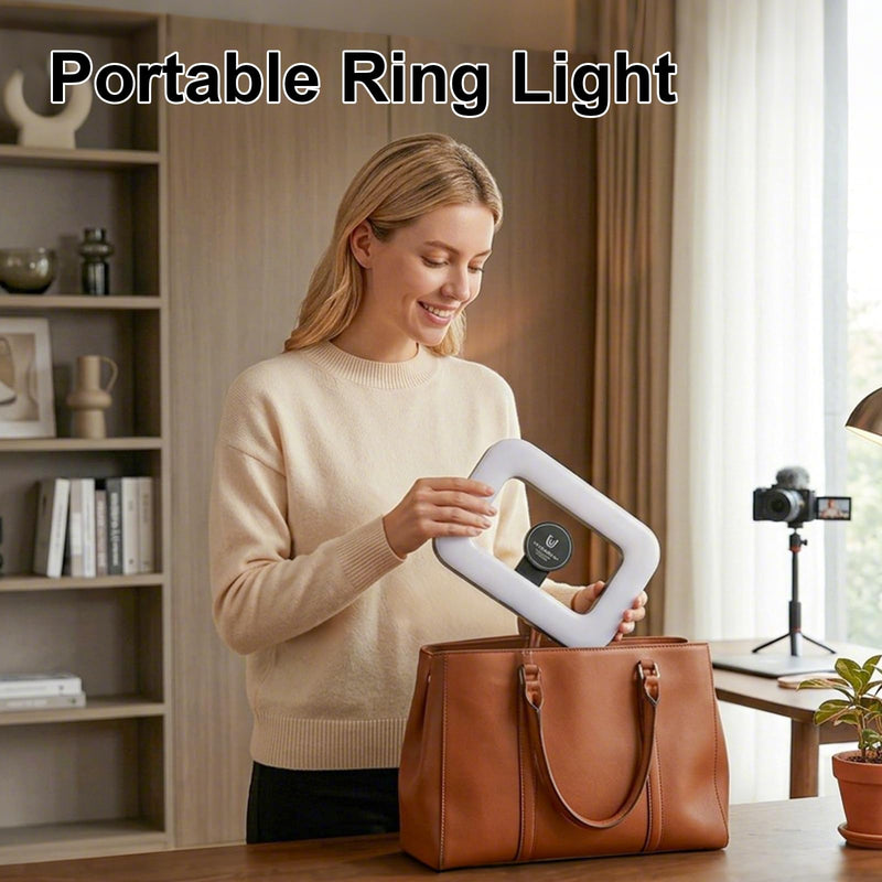 Rechargeable & Dimmable Selfie Light with Magnetic Stand, Mini Tripod | Built-in 3600mAh Battery, 3 Color Modes & 10 Dimming for Selfies, Live Streaming, Video Calls, and Vlogging