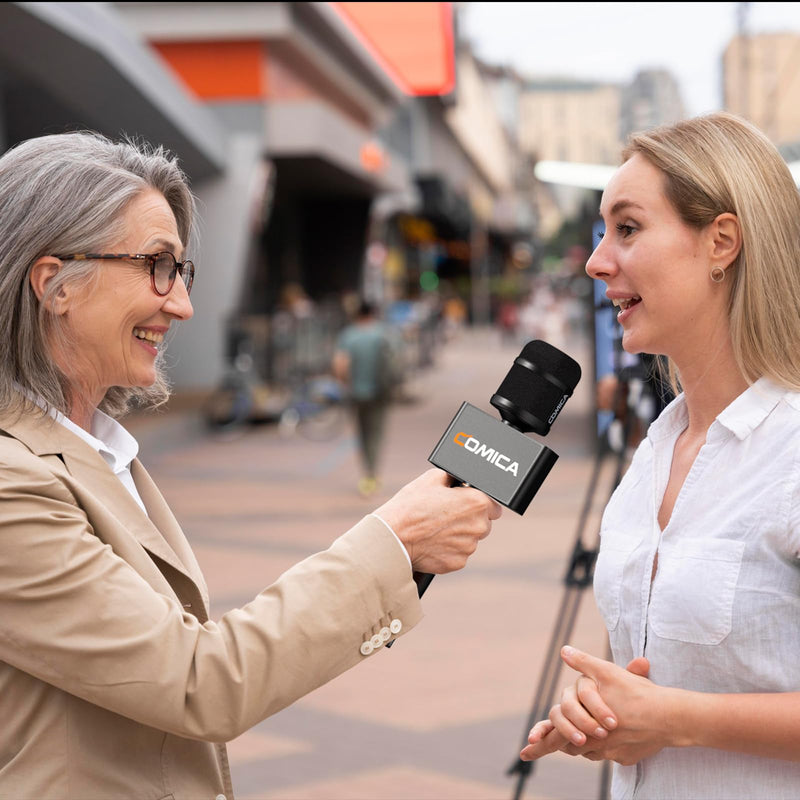 COMICA Revo S Wireless Handheld Microphone, Professional Handheld Interview Mic for iPhone16 15, Android Phones Laptops PC with USB-C Plug, Reporter Mic for Content Creators, Interviews, Reporting