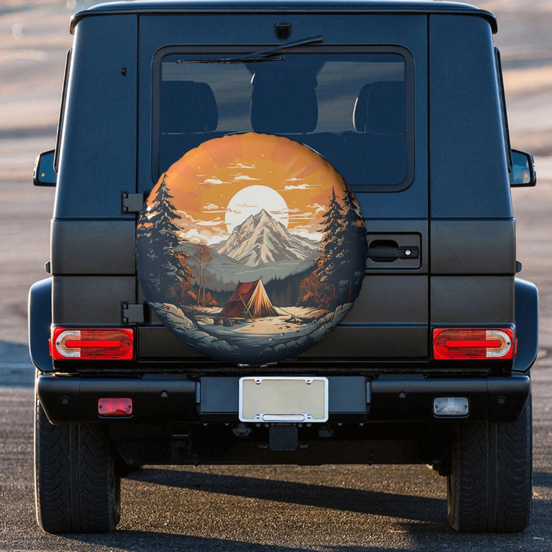 Mountains Nature Sunset Scenery Spare Tire Cover Wheel Protectors for Decoration and Weather Protection for Trailers Rv SUV Truck Campervan Travel Trailer 15" 15" for tire diameter 27.6-30in/70-75cm Mountains Nature Sunset Scenery