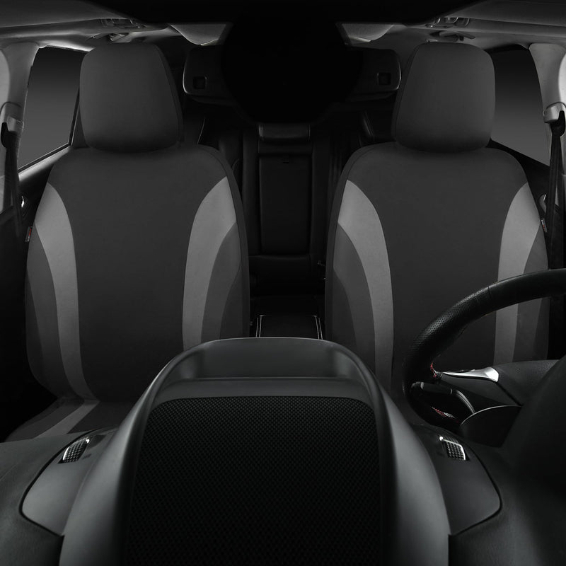 CAR PASS Line Rider Sporty Front Seat Covers,Gray Car Seat Covers Two Front Seats Only, Airbag Compatible,Universal Fit Sedans,Cars,Vans,SUV,Truck(Black and Gray) Black and Gray Two Front Seat