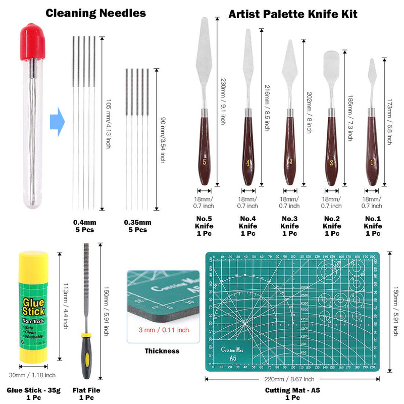 Glarks 40Pcs 3D Printer Removal Cleaning Tool Kit, Including Needle Nose Plier, Tweezers, Filing Tool, Cleaning Needles, Glue Stick, Cutting Mat, Knife Clean Up Kit to Remove, Clean, Finish 3D Print
