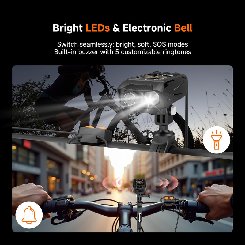 SVBONY SVGo C1 Cycling Camera 4K 30FPS, 20MP WiFi Bicycle Camera Video Recorder, Built-in GPS, EIS Stabilization, LED Light, Electric Horn, for Road Cycling, Vologging(with 64G TF Card)