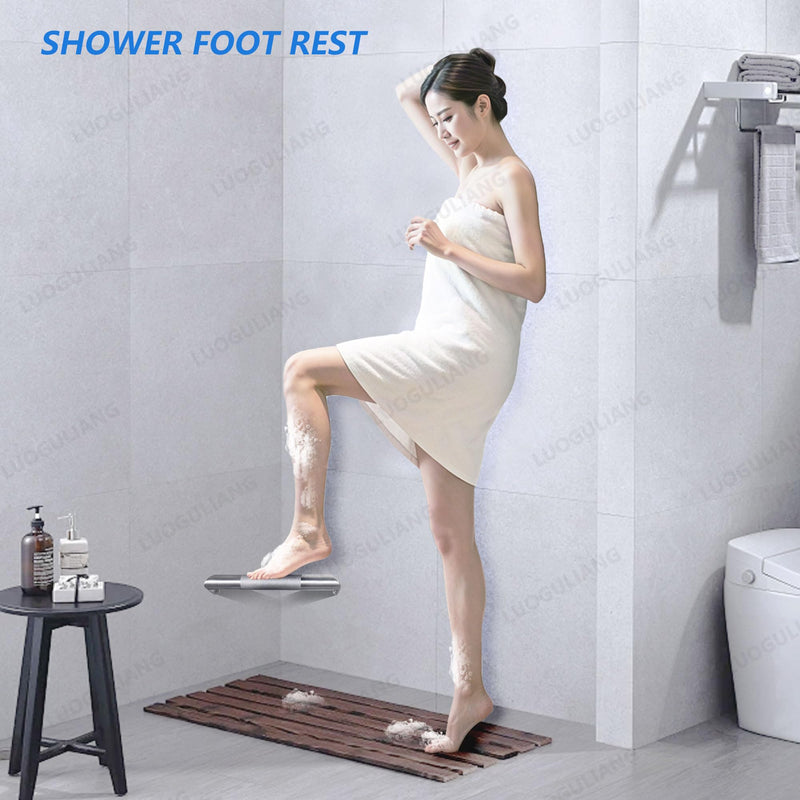 Shower Foot Rest for Shaving Legs, Wall Mounted Shower Foot Ledge, Antislip Stainless Steel Bar Foot Ledge for Bathroom, Brushed Nickel