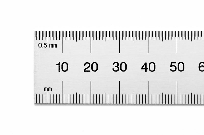 PEC Tools Rigid Metal Ruler, 12"/300mm High-Precision Steel Rule with Satin Chrome Finish, English & Metric Graduation (1/32", 1/64", 0.5mm, 1.0mm), Fully Hardened and Tempered, Made in USA Carbon Steel-Rigid