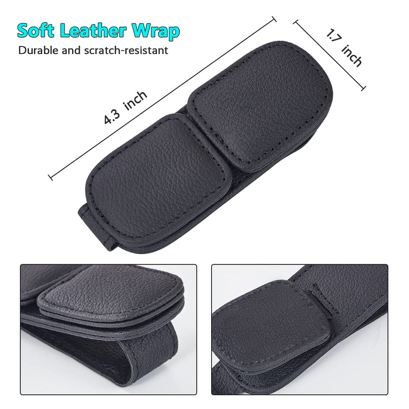 Visonx Sunglass Holder for Car Visor Clip, Magnetic Leather Eyeglass Hanger Clip for Car, Square Car Visor Accessories (Black) Black 1 Pieces