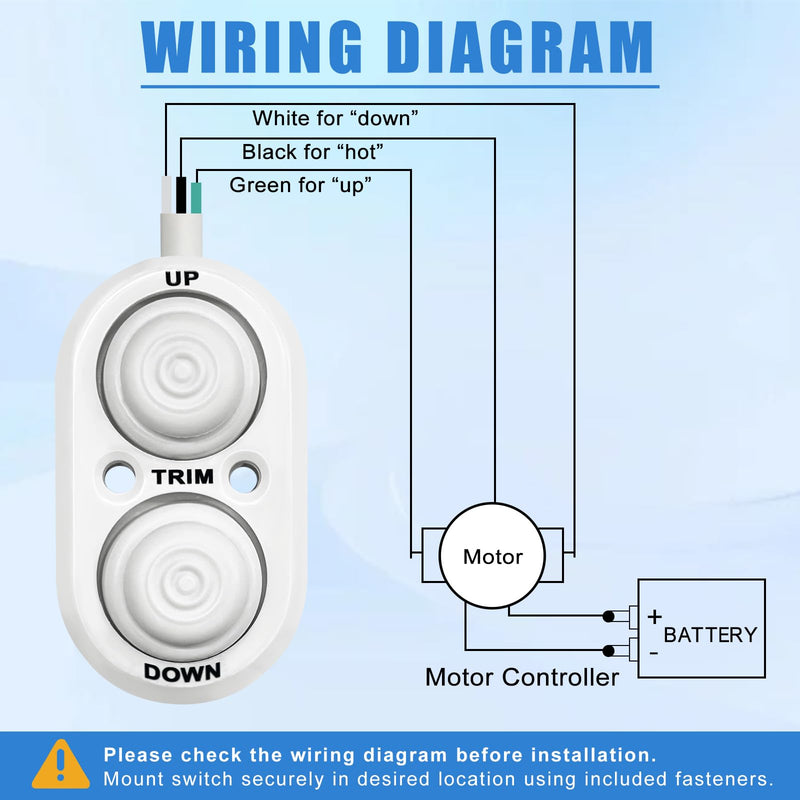Boat Tilt Trim Switch, Jack Plate Trim Switch for Boat IP67 Waterproof, Suitable for Fishing, Boats, Yachts, Ships White