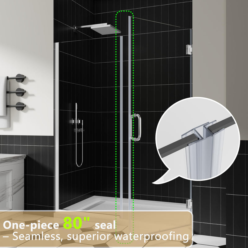 2-Pack Frameless Shower Door Seal Strip, 80" Long Shower Door Side Seal for 3/8" (10mm) Thick Glass – Prevent Leaks & Create a Waterproof Barrier Clear A - 2Pack 80 Inch for 3/8 Inch (10mm) Glass