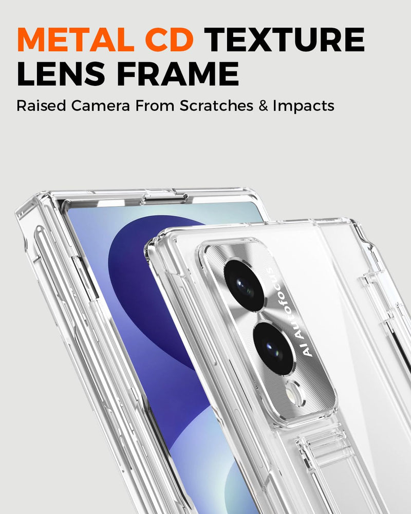 NINKI for Samsung Galaxy Z Fold 8 Case with S Pen Holder & Stylus, Screen Protector Hinge for Samsung Z Fold 8 Case with Kickstand, S-Pen Transparent Cover for Galaxy Fold8 Phone with Stand - Clear