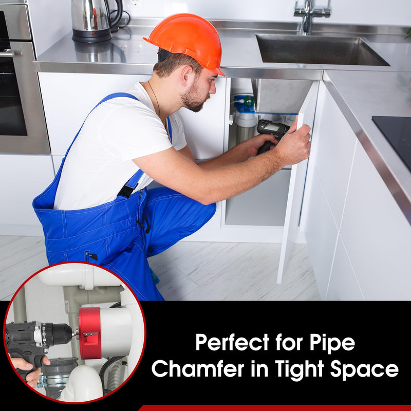 4 Inch PVC Pipe Beveling Tool with 3 Steel Blades, PVC Deburring Tool, PVC Chamfer Tool, Pipe Reamer Plumbing Tool for PVC, CPVC, ABS, PP, PE 4 Inch