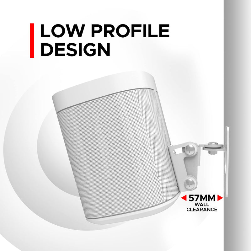 Sound Bass Play 1 Wall Mount, White, Pair, Compatible with Sonos Play:1 Only, Twin Pack, Adjustable Swivel & Tilt Mechanism, 2 Mounting Brackets Includes All Fixings