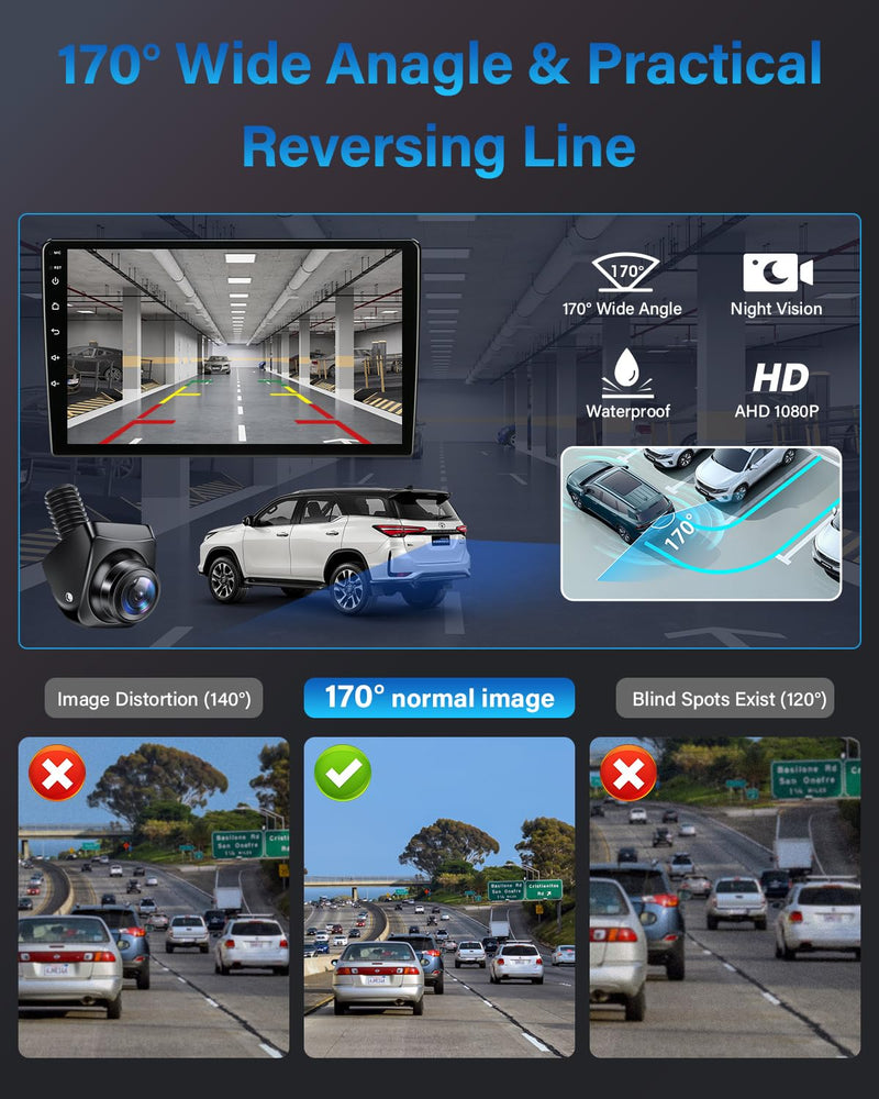 AHD 1080P Backup Camera 360°Rotatable Back up Camera for Cars Reverse Camera for Truck Super Night Vision IP69K Waterproof Rear/Front/Side View Camera w 170° Wide Angle Reverse Line, No Drilling