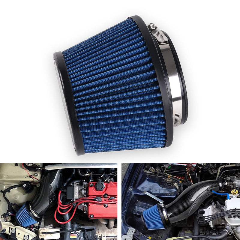 muge racing 4.5"/115mm Cold Air Intake Filter, High Performance, Washable Filter, Clamp-On Replacement Air Filter Mushroom Head Blue