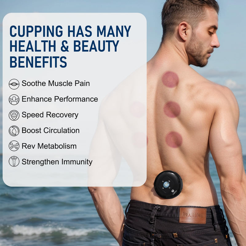 5-in-1 Smart Dynamic Cupping Set, 12 Levels Cupping Kit for Massage Therapy with Red Ligh-t Therapy&Heat Penetrates for Targeted Pain Relief, Knots, Aches, Muscle Soreness - 1Pcs(Black) 1 Pc