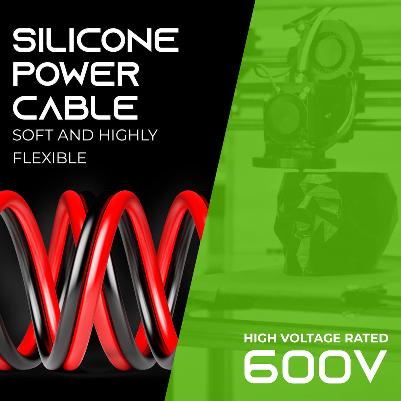 GEARit 12 Gauge High Temp Silicone Wire 25 ft Each Red & Black, 12 AWG Tinned OFC Copper Flexible Stranded Hookup Wire, 600V for RC Battery Leads, ESC, LiPo, Low Voltage DC BlackRed 25 Feet