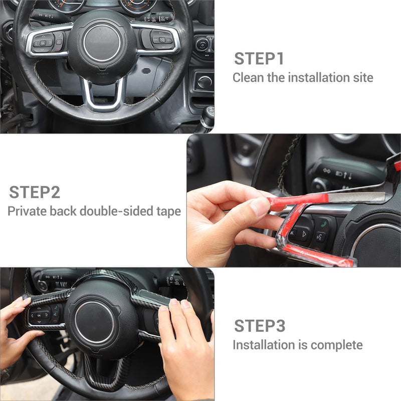 for Jeep JL Carbon Fiber Steering Wheel Trim Kit for Jeep Wrangler JL JLU 2018 up for Gladiator JT 2020 up Black Carbon Fiber Interior Accessories 7pcs