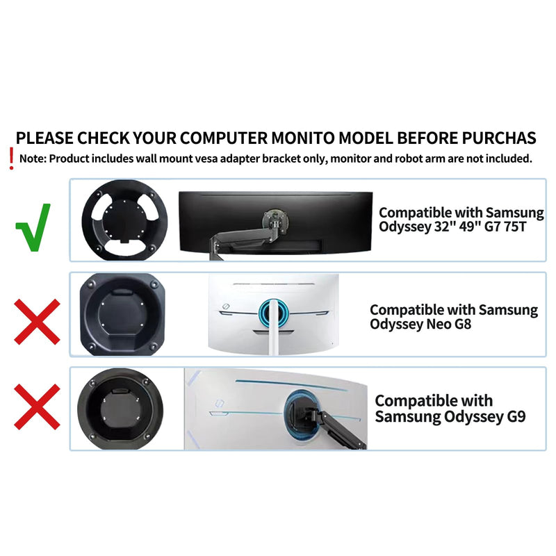 BN96-42913A/BN61-14898A Compatible with Samsung Wall Mount Bracket Display Rack Converter C49J890DKC C49HG90DMC C49RG90SSC Odyssey G7 75T 32" LC27HG70QQU C32HG70QQN