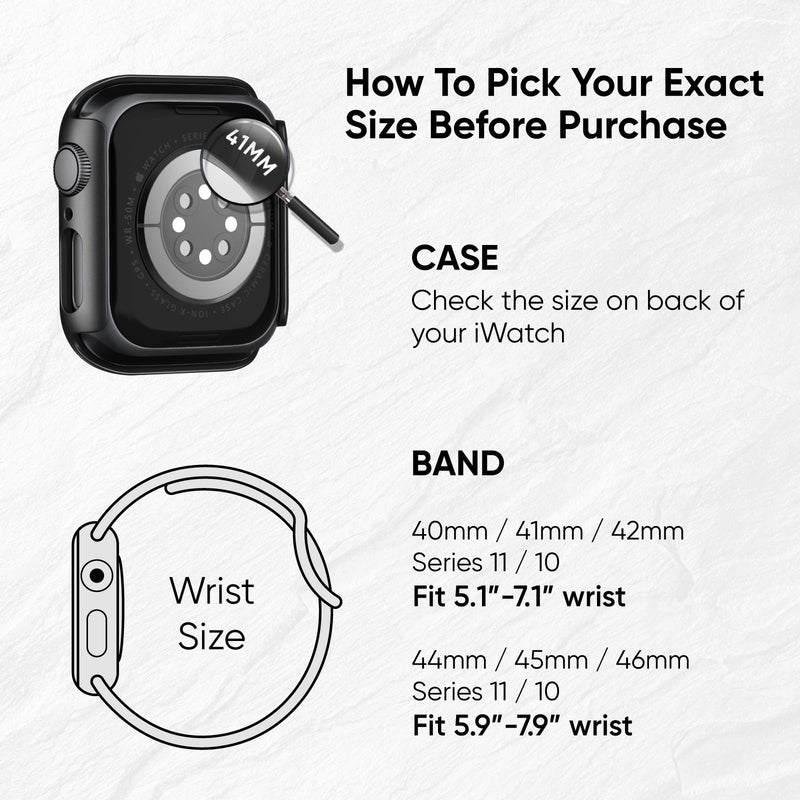 Band and Case for Apple Watch Women PFAS-Free Silicone Sport Strap | Adjustable band & Screen Protector Cover, Compatible with iWatch Series 11/10/9/8/7/6/5/4/SE - 40mm 44mm 41mm 45mm 42mm 46mm Black 40mm(Series 6/5/4/SE/SE2/SE3)