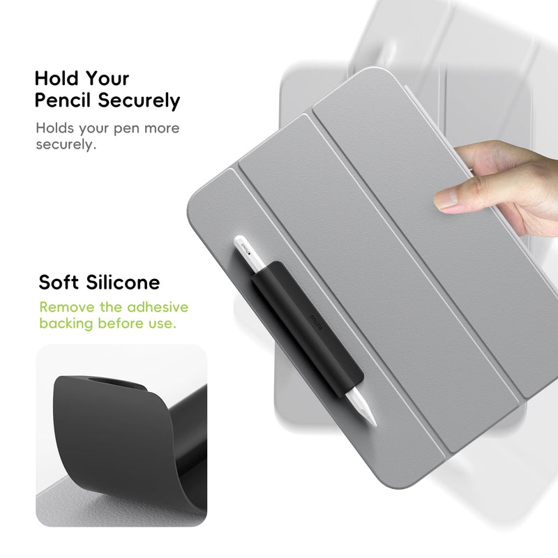 ELETIUO Silicone Pencil Holder Sleeve,Compatible with Apple Pencil (USB-C),Apple Pencil 1st/ 2nd Generation,Strong Adhesive Sticky Attached to iPad Case for Stylus Pens and Most Pens,Black Black