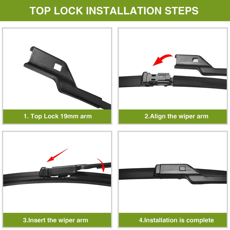 Factory Windshield Wiper Blade Wiper Set 24"+19" (Top Lock 19mm,Set of 2) Fits Volkswagen Jetta Volkswagen Passat,VW Golf VW Eos Top Lock 19mm 24"+19" (Pack of 2)