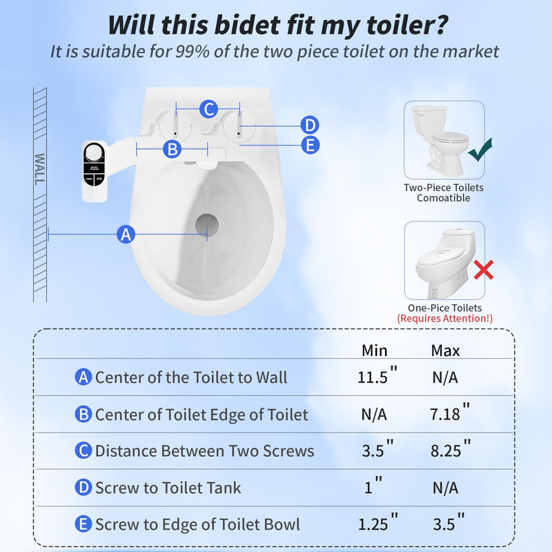 SAMODRA Non-Electric Bidet Attachment for Toilet – Self-Cleaning Dual Nozzle (Frontal & Rear Wash), Adjustable Water Pressure, Fits Most Toilets, Easy Installation (Classic Black/Silver) Classic Black/Silver