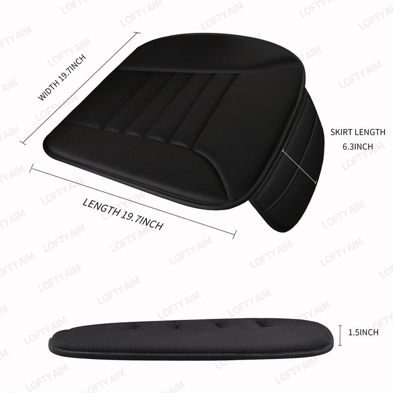 Premium Car Seat Cushion, Driver Seat Cushion with Comfort Memory Foam & Non-Slip Rubber Bottom, Car Seat Pad Works with 95% of Vehicles and Office Chair or Home (Black) Black