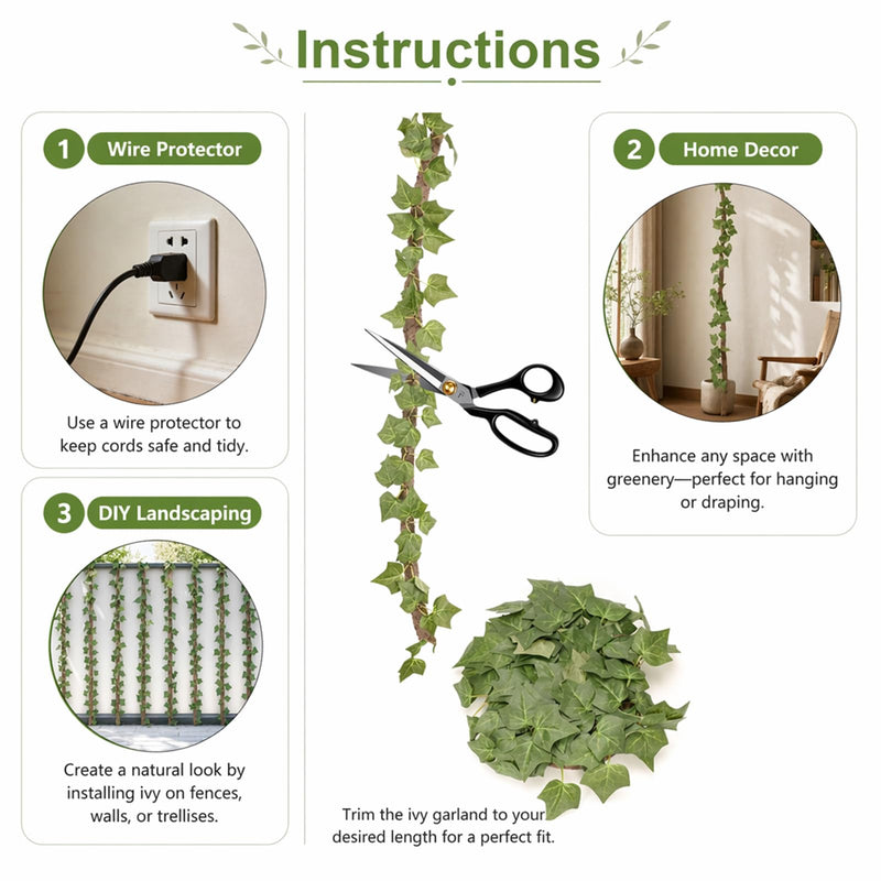 Artificial Leaf Vine Decor – Flexible Wire Protector for Indoor Outdoor Use | Garden, DIY Landscaping & Home Decor 1/2 Inch x 10FT