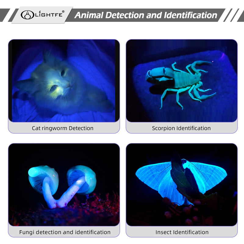 LIGHTFE Black Light M3D-365nm UV Flashlight USB Charging Port LED Handheld Torch High Power Power Output for UV Glue Curing, Pet Urine Detection, AC Leak Detection